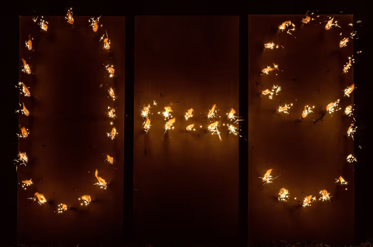 Brennende Zahlen 0 bis 9, Zahlen Lichterbild